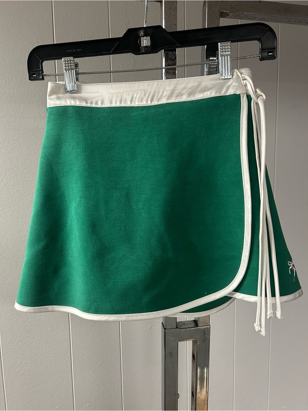 Champion Bow Green Wrap Skirt with White Trim Tennis